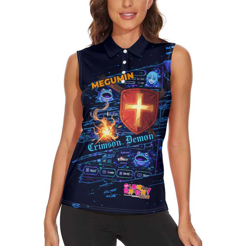 Megumin Crimson Demon Women Sleeveless Polo Shirt Retro Anime RPG Interface Style