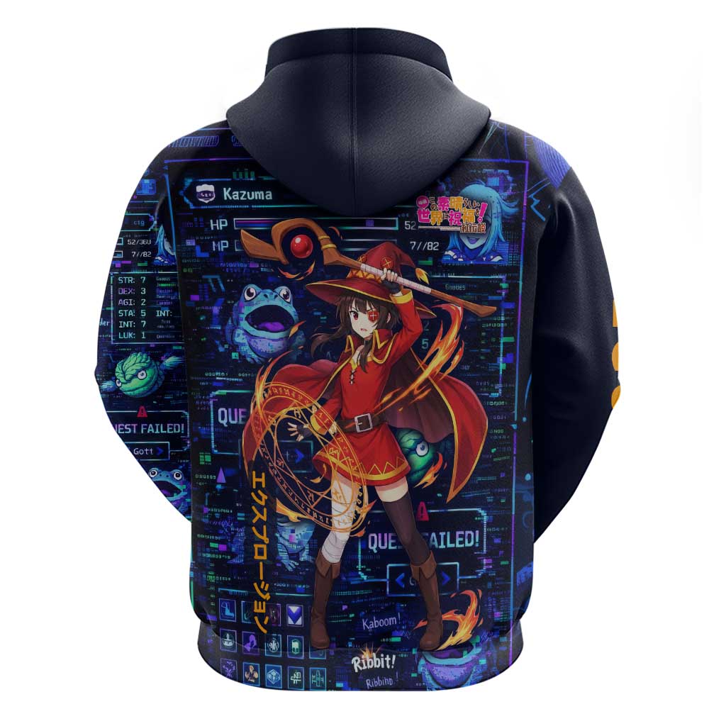 Megumin Crimson Demon Zip Hoodie Retro Anime RPG Interface Style