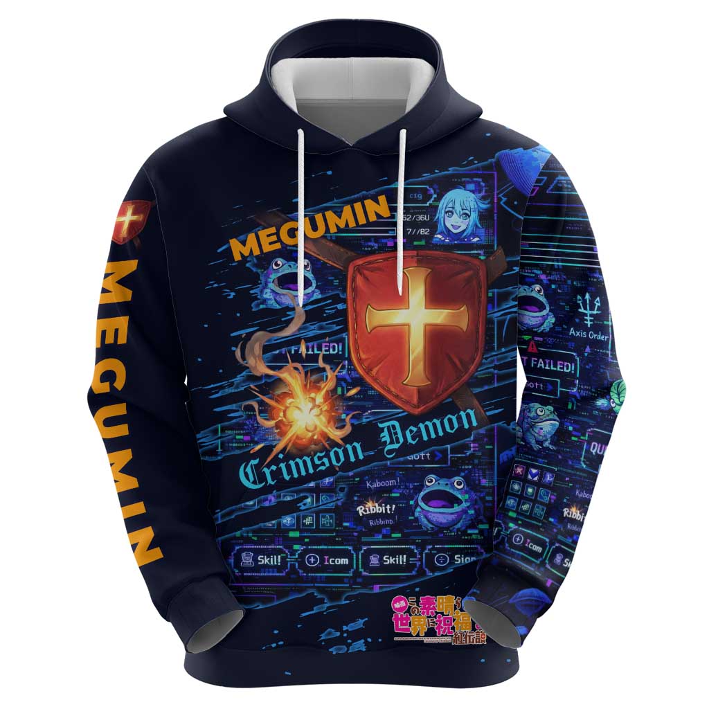 Megumin Crimson Demon Zip Hoodie Retro Anime RPG Interface Style
