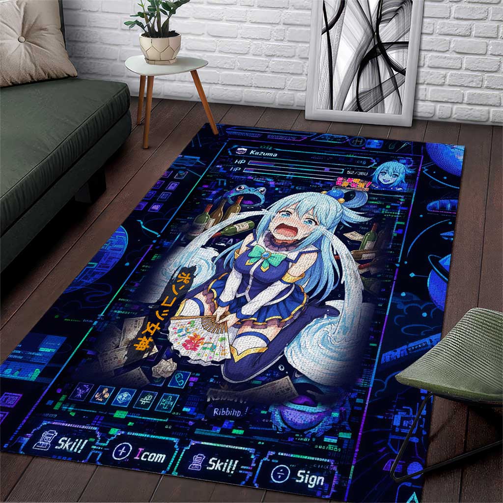 Aqua Axis Order High Priestess Area Rug Retro Anime RPG Interface Style