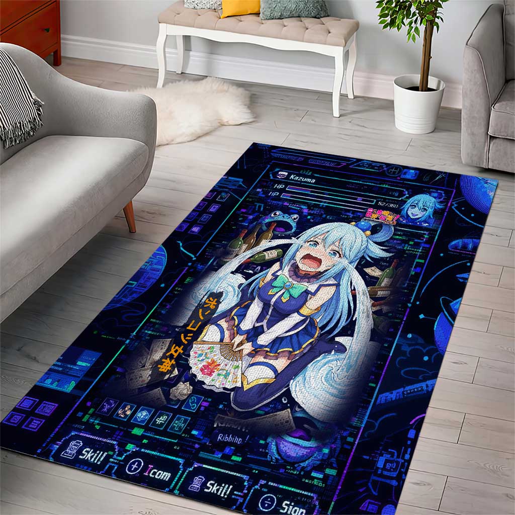 Aqua Axis Order High Priestess Area Rug Retro Anime RPG Interface Style