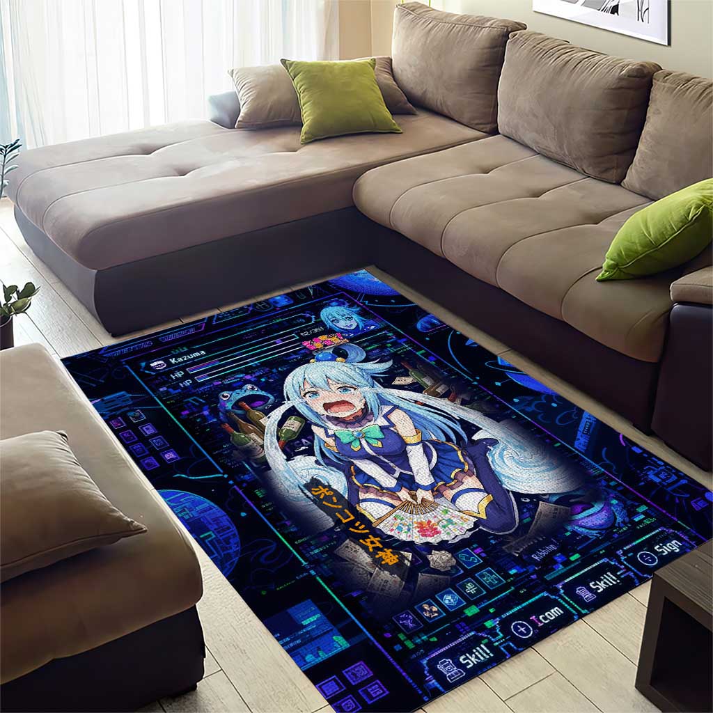Aqua Axis Order High Priestess Area Rug Retro Anime RPG Interface Style