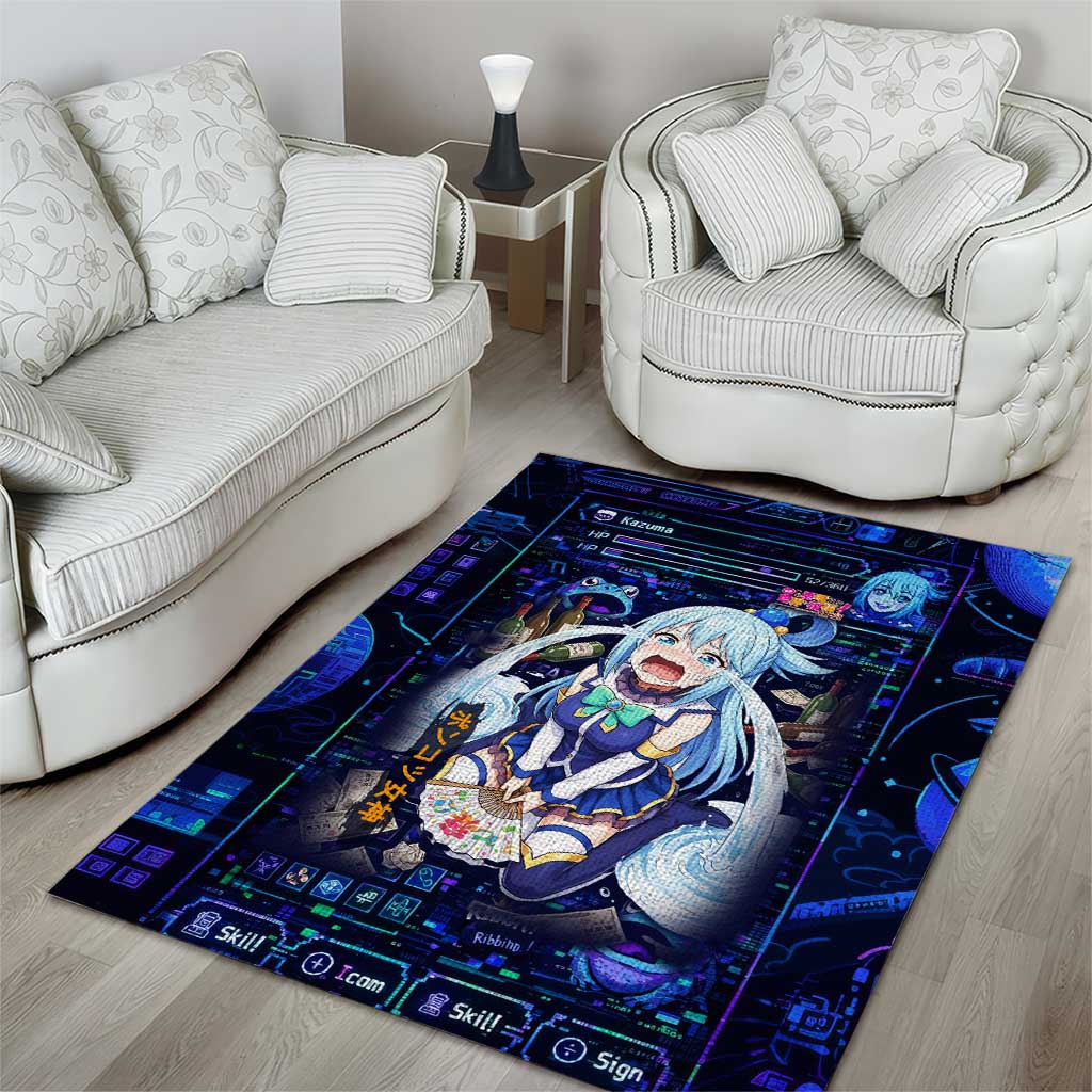 Aqua Axis Order High Priestess Area Rug Retro Anime RPG Interface Style