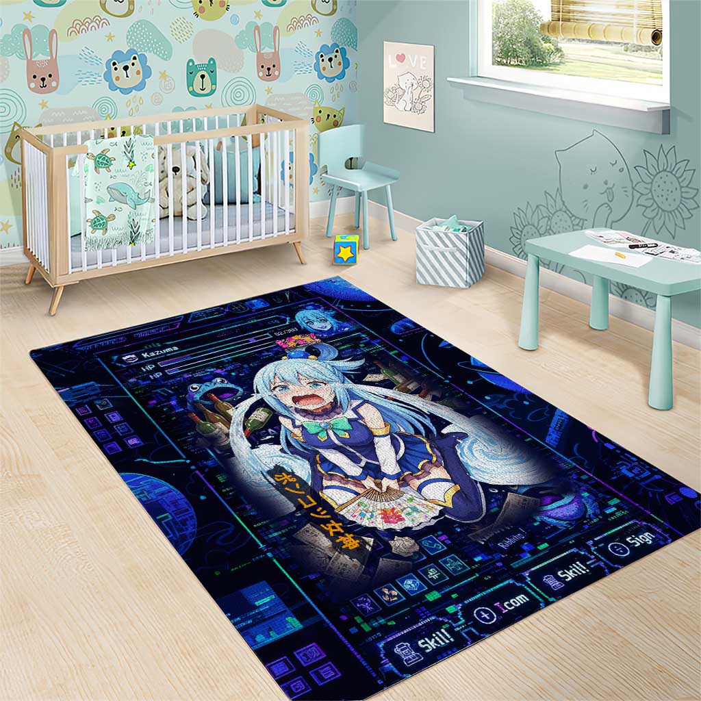 Aqua Axis Order High Priestess Area Rug Retro Anime RPG Interface Style