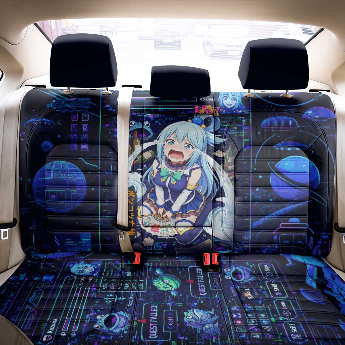Aqua Axis Order High Priestess Back Car Seat Cover Retro Anime RPG Interface Style