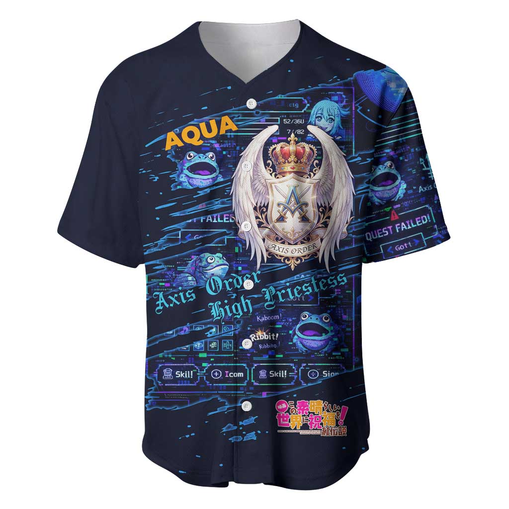 Aqua Axis Order High Priestess Baseball Jersey Retro Anime RPG Interface Style