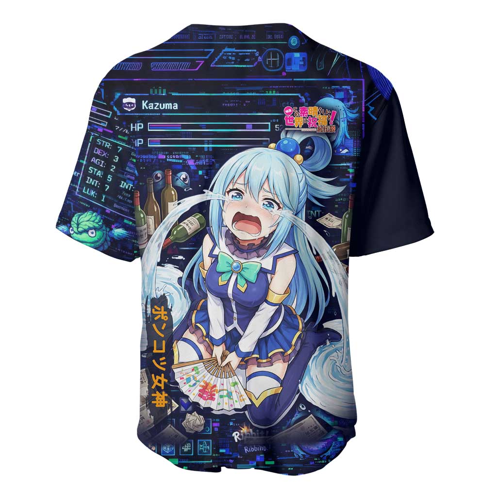 Aqua Axis Order High Priestess Baseball Jersey Retro Anime RPG Interface Style