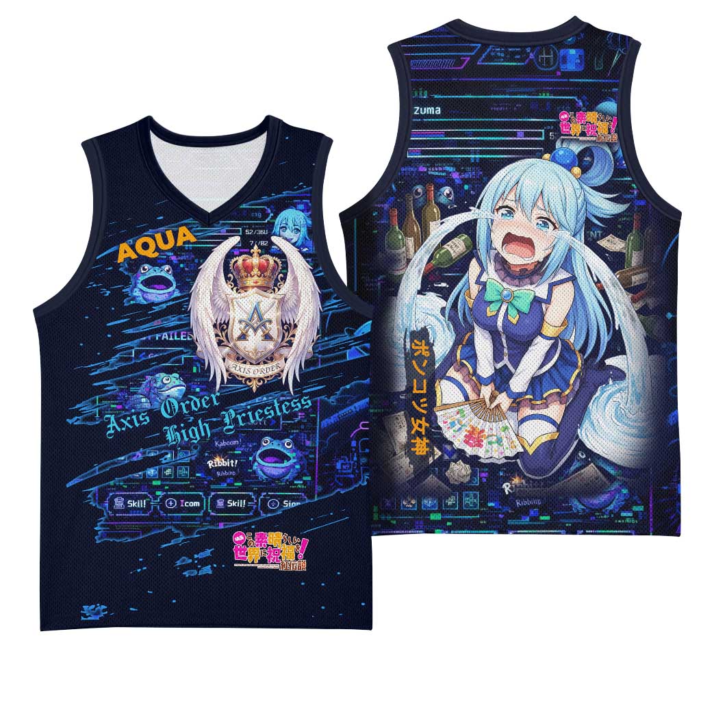 Aqua Axis Order High Priestess Basketball Jersey Retro Anime RPG Interface Style