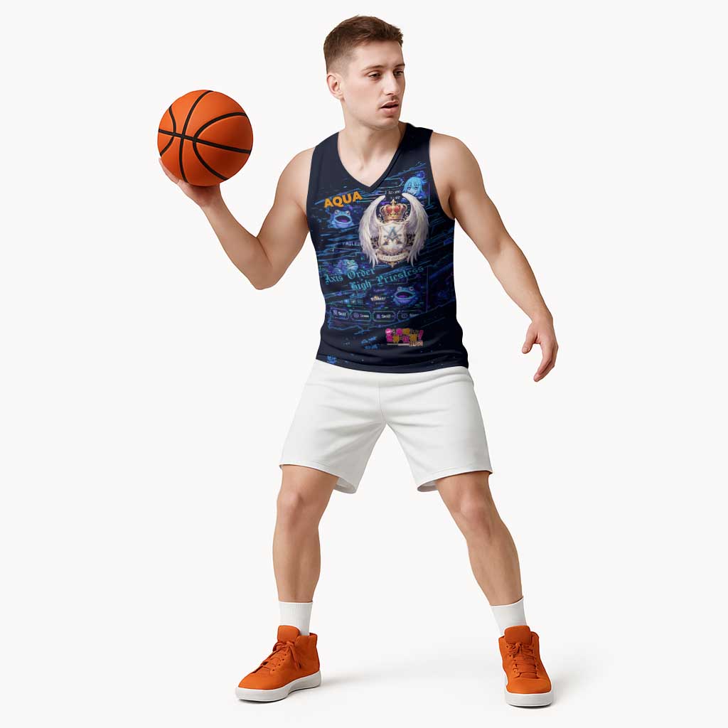 Aqua Axis Order High Priestess Basketball Jersey Retro Anime RPG Interface Style