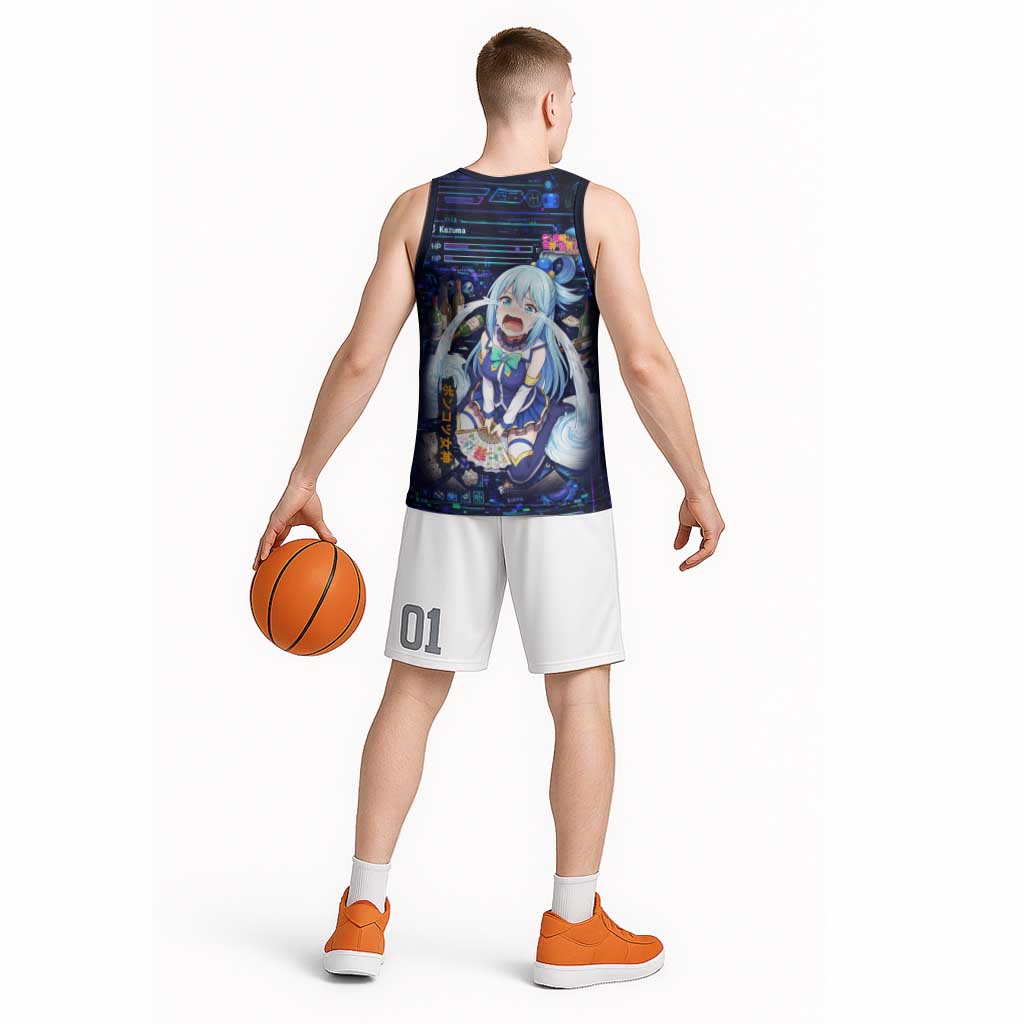 Aqua Axis Order High Priestess Basketball Jersey Retro Anime RPG Interface Style