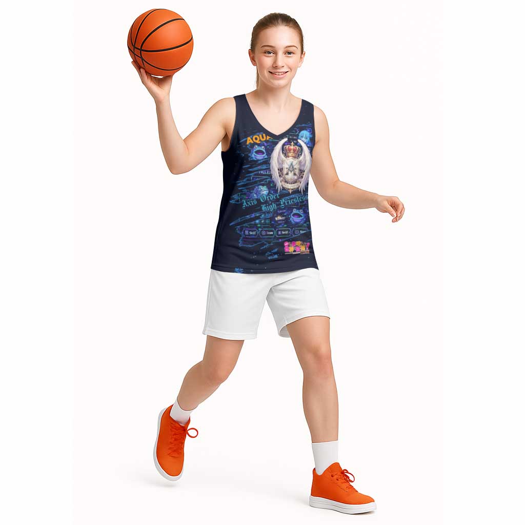 Aqua Axis Order High Priestess Basketball Jersey Retro Anime RPG Interface Style