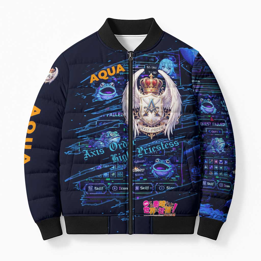 Aqua Axis Order High Priestess Bomber Puffer Jacket Retro Anime RPG Interface Style