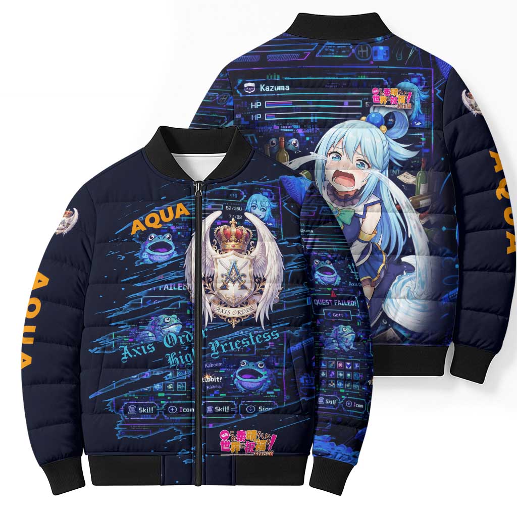 Aqua Axis Order High Priestess Bomber Puffer Jacket Retro Anime RPG Interface Style