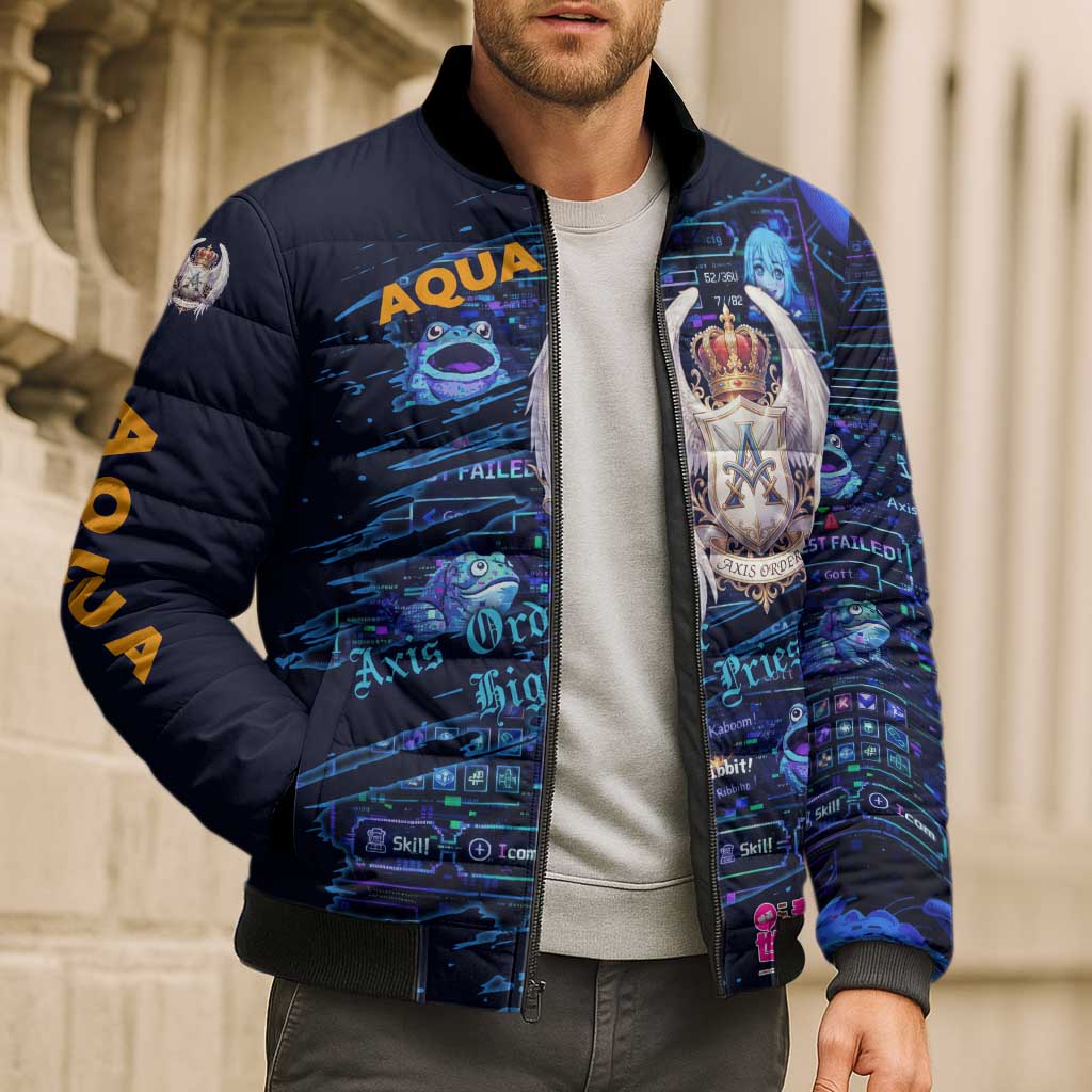Aqua Axis Order High Priestess Bomber Puffer Jacket Retro Anime RPG Interface Style