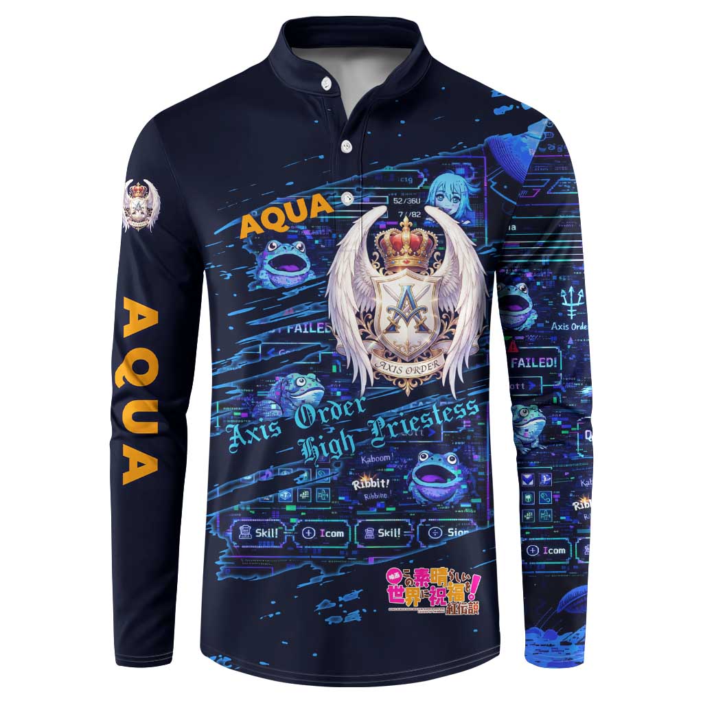 Aqua Axis Order High Priestess Button Sweatshirt Retro Anime RPG Interface Style