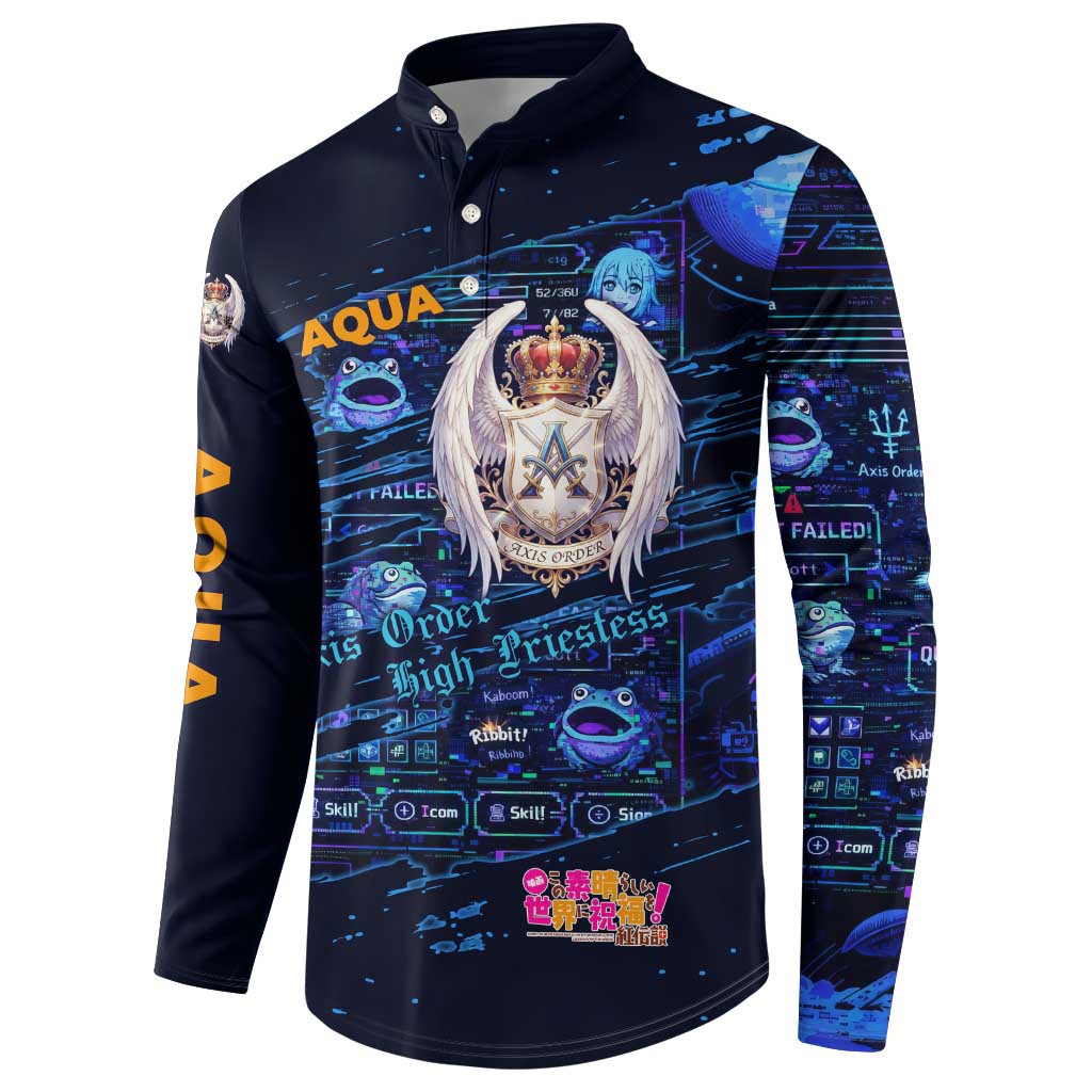 Aqua Axis Order High Priestess Button Sweatshirt Retro Anime RPG Interface Style