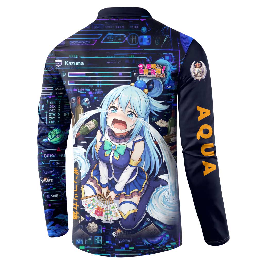 Aqua Axis Order High Priestess Button Sweatshirt Retro Anime RPG Interface Style
