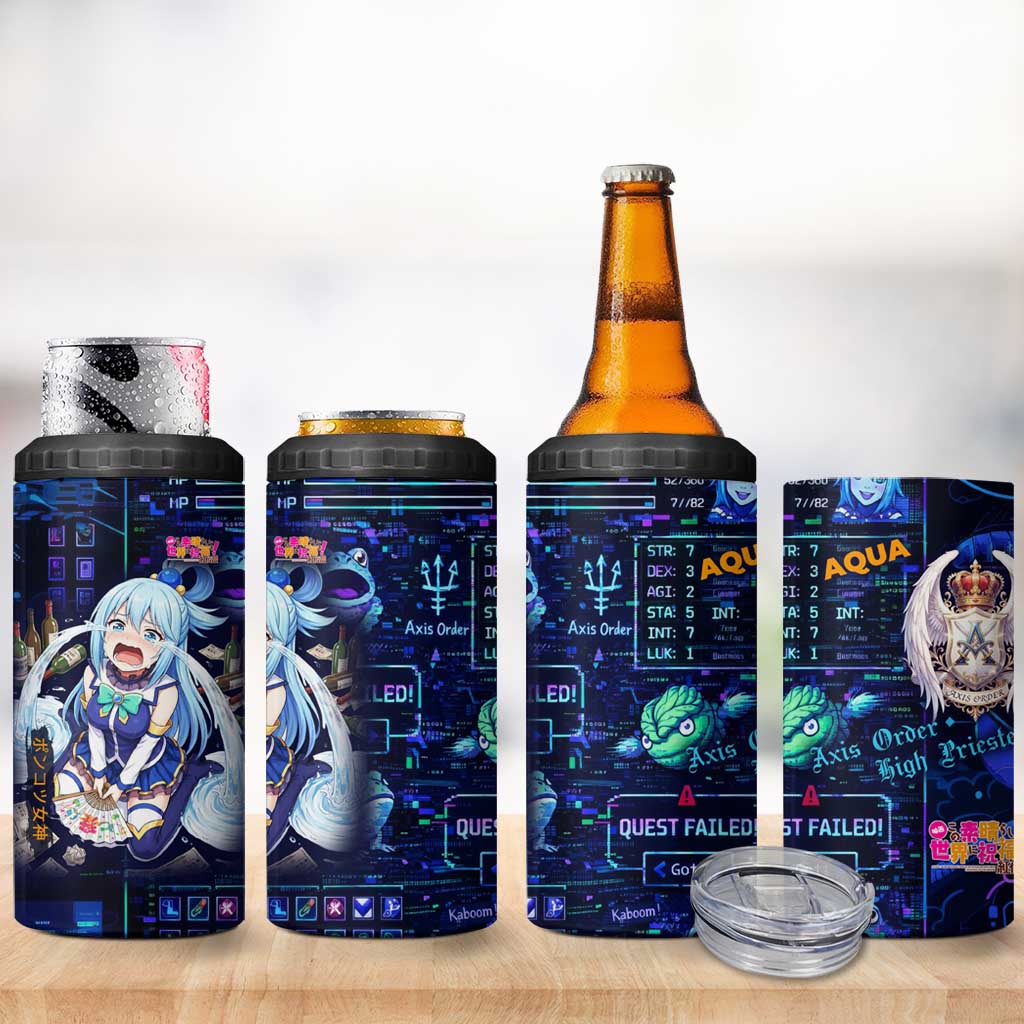 Aqua Axis Order High Priestess 4 in 1 Can Cooler Tumbler Retro Anime RPG Interface Style