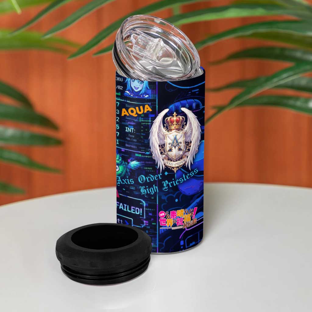 Aqua Axis Order High Priestess 4 in 1 Can Cooler Tumbler Retro Anime RPG Interface Style