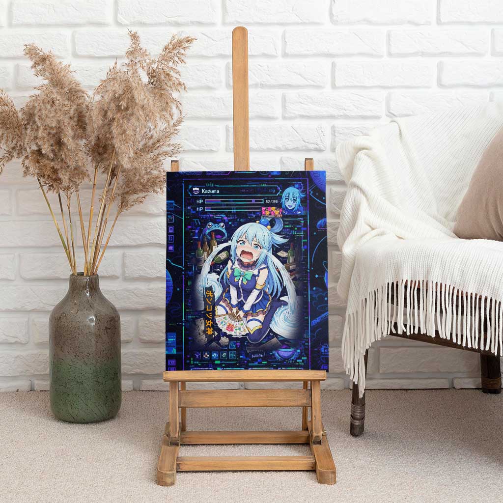 Aqua Axis Order High Priestess Canvas Wall Art Retro Anime RPG Interface Style