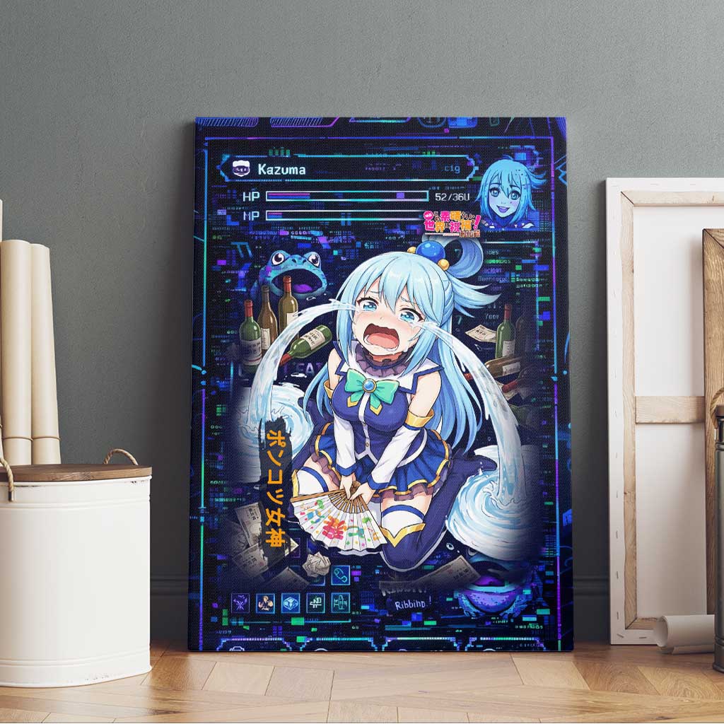 Aqua Axis Order High Priestess Canvas Wall Art Retro Anime RPG Interface Style