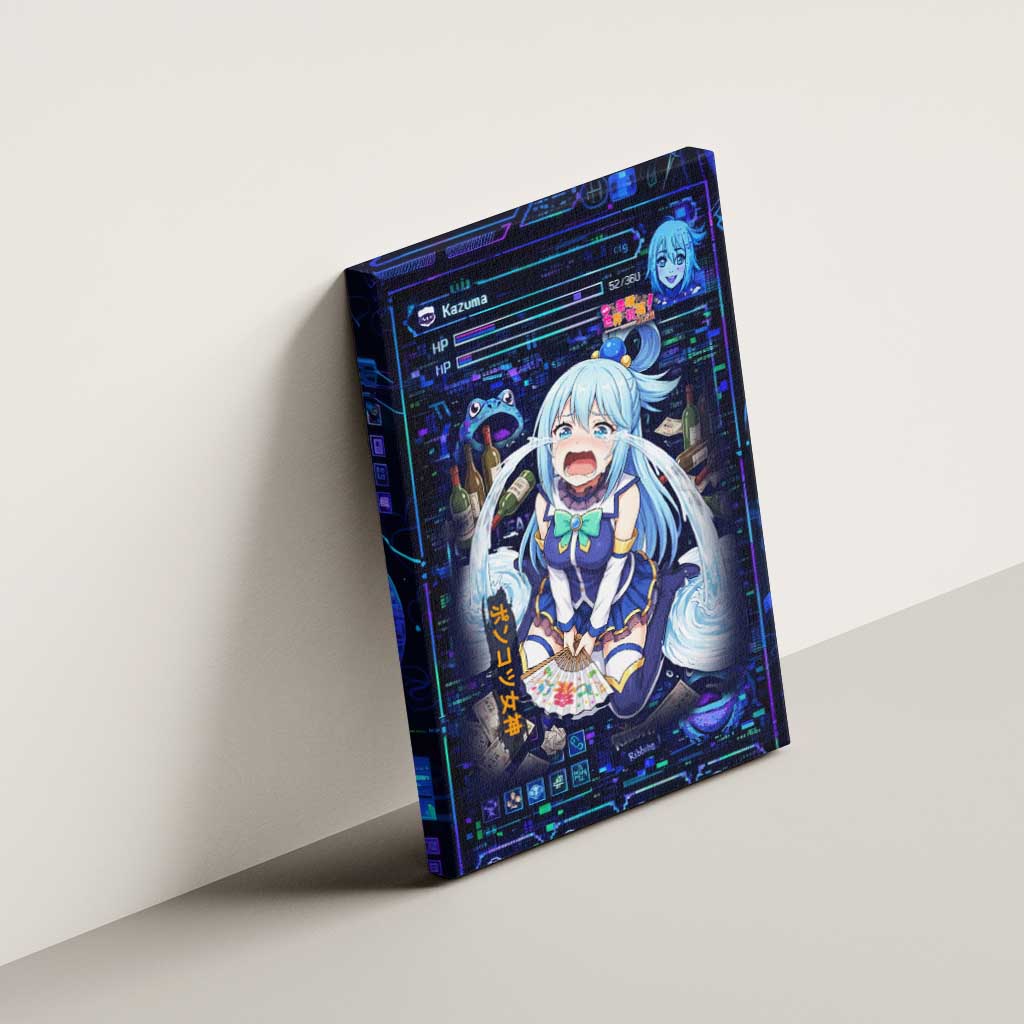Aqua Axis Order High Priestess Canvas Wall Art Retro Anime RPG Interface Style