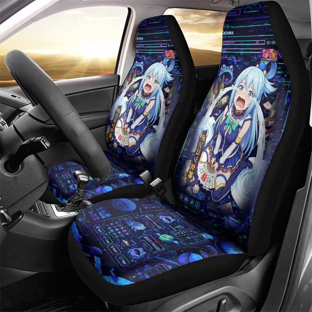 Aqua Axis Order High Priestess Car Seat Cover Retro Anime RPG Interface Style