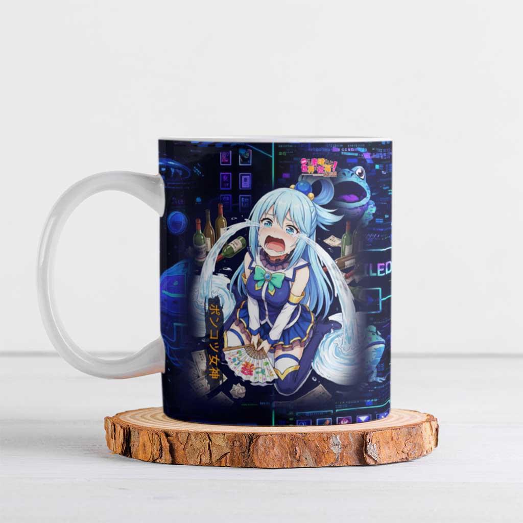 Aqua Axis Order High Priestess Ceramic Mug Retro Anime RPG Interface Style