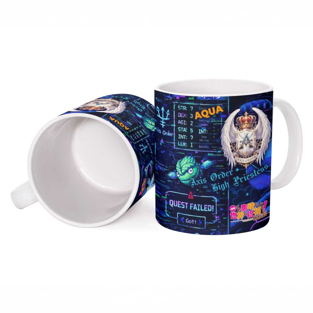 Aqua Axis Order High Priestess Ceramic Mug Retro Anime RPG Interface Style