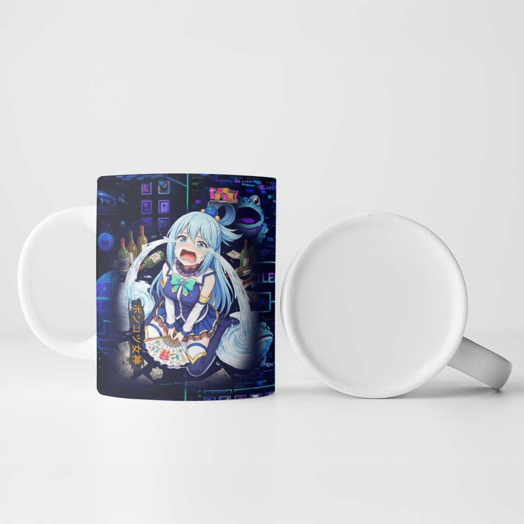 Aqua Axis Order High Priestess Ceramic Mug Retro Anime RPG Interface Style