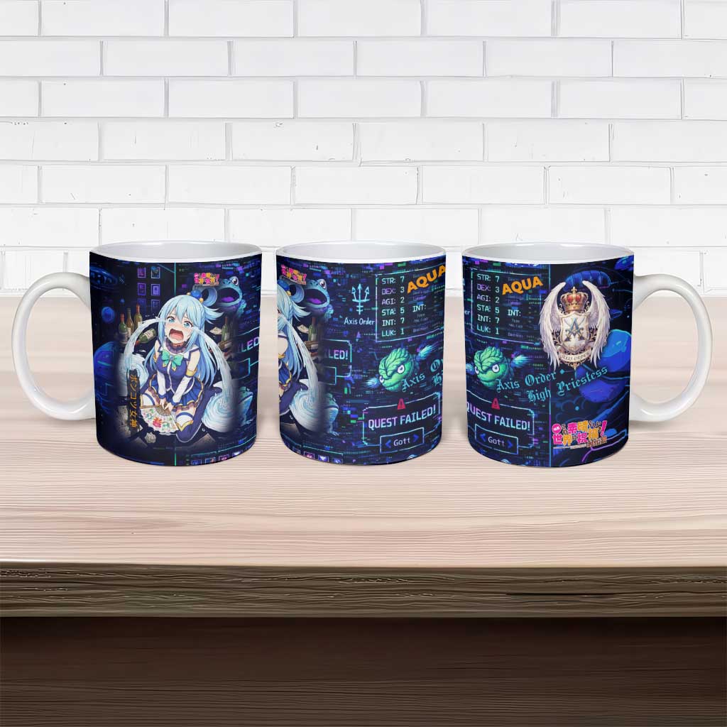 Aqua Axis Order High Priestess Ceramic Mug Retro Anime RPG Interface Style