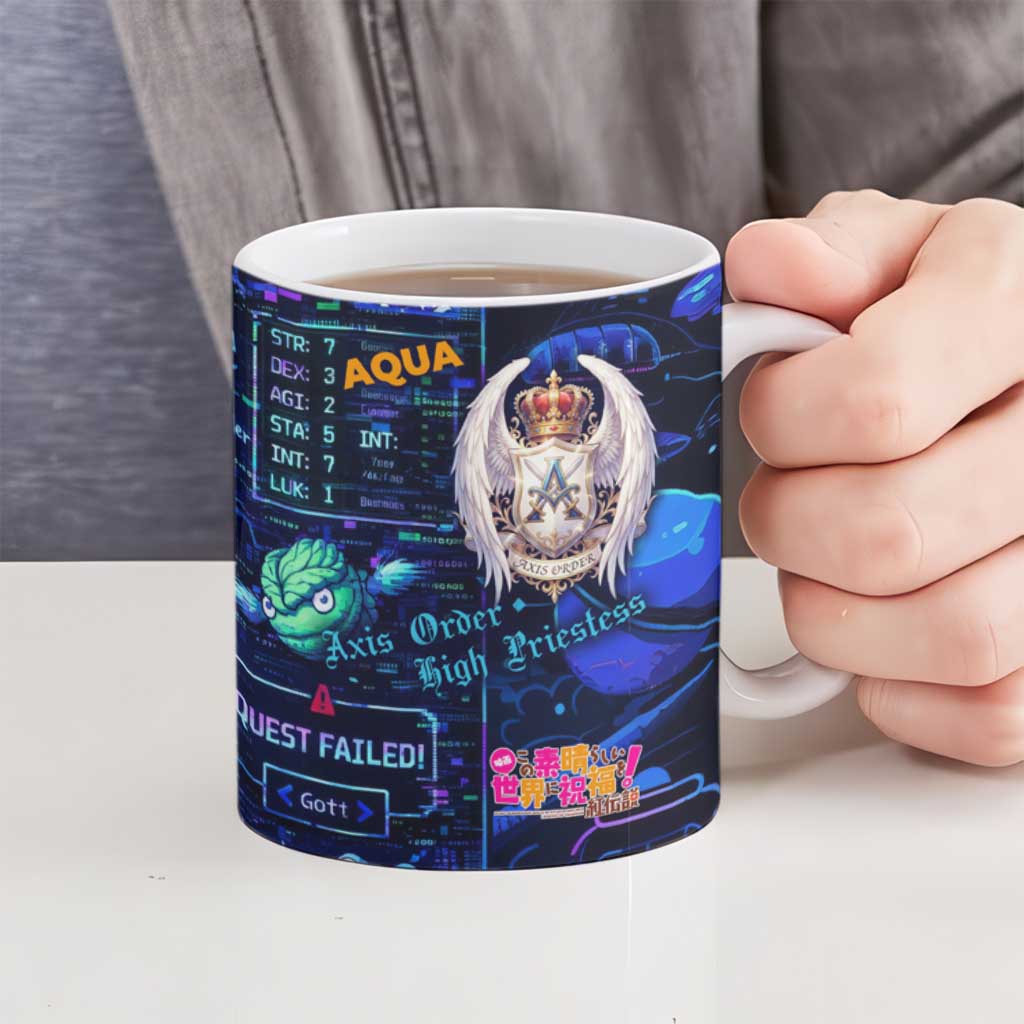 Aqua Axis Order High Priestess Ceramic Mug Retro Anime RPG Interface Style