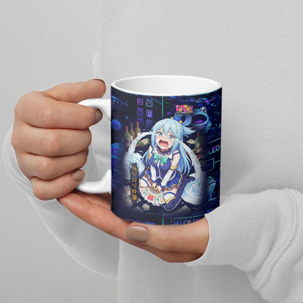Aqua Axis Order High Priestess Ceramic Mug Retro Anime RPG Interface Style