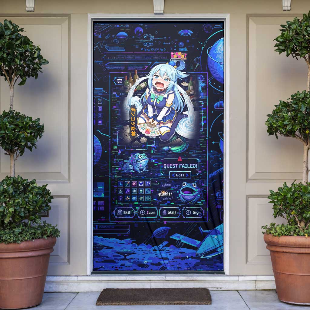Aqua Axis Order High Priestess Door Cover Retro Anime RPG Interface Style