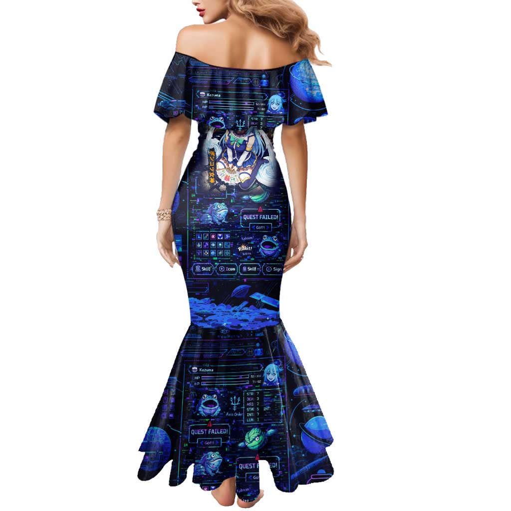 Aqua Axis Order High Priestess Family Matching Mermaid Dress and Hawaiian Shirt Retro Anime RPG Interface Style