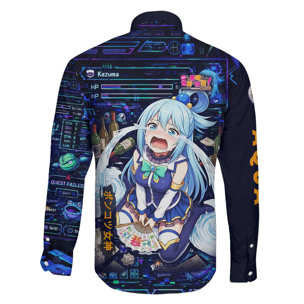 Aqua Axis Order High Priestess Family Matching Off The Shoulder Long Sleeve Dress and Hawaiian Shirt Retro Anime RPG Interface Style