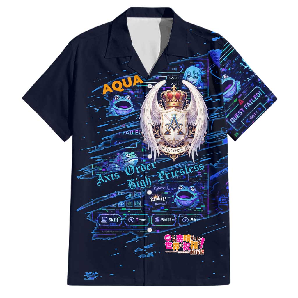Aqua Axis Order High Priestess Family Matching Off Shoulder Maxi Dress and Hawaiian Shirt Retro Anime RPG Interface Style
