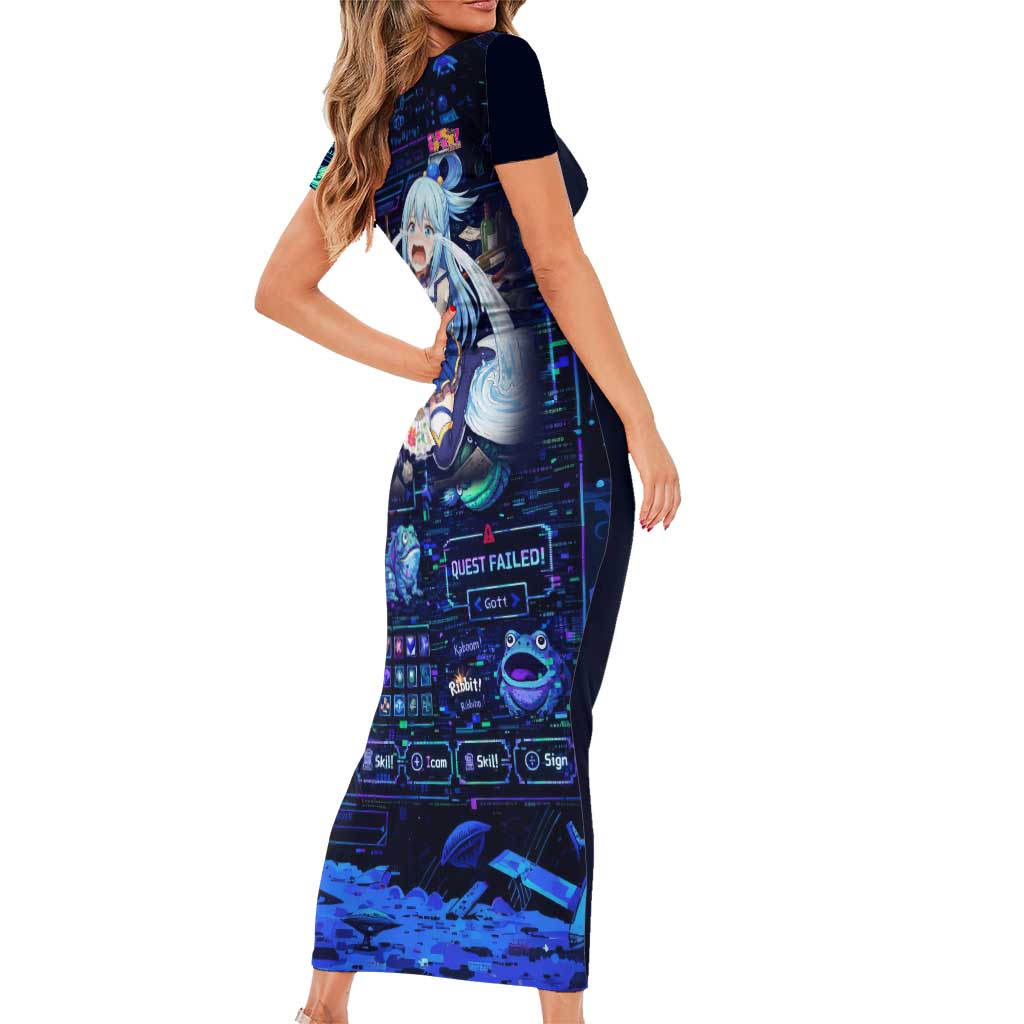 Aqua Axis Order High Priestess Family Matching Short Sleeve Bodycon Dress and Hawaiian Shirt Retro Anime RPG Interface Style
