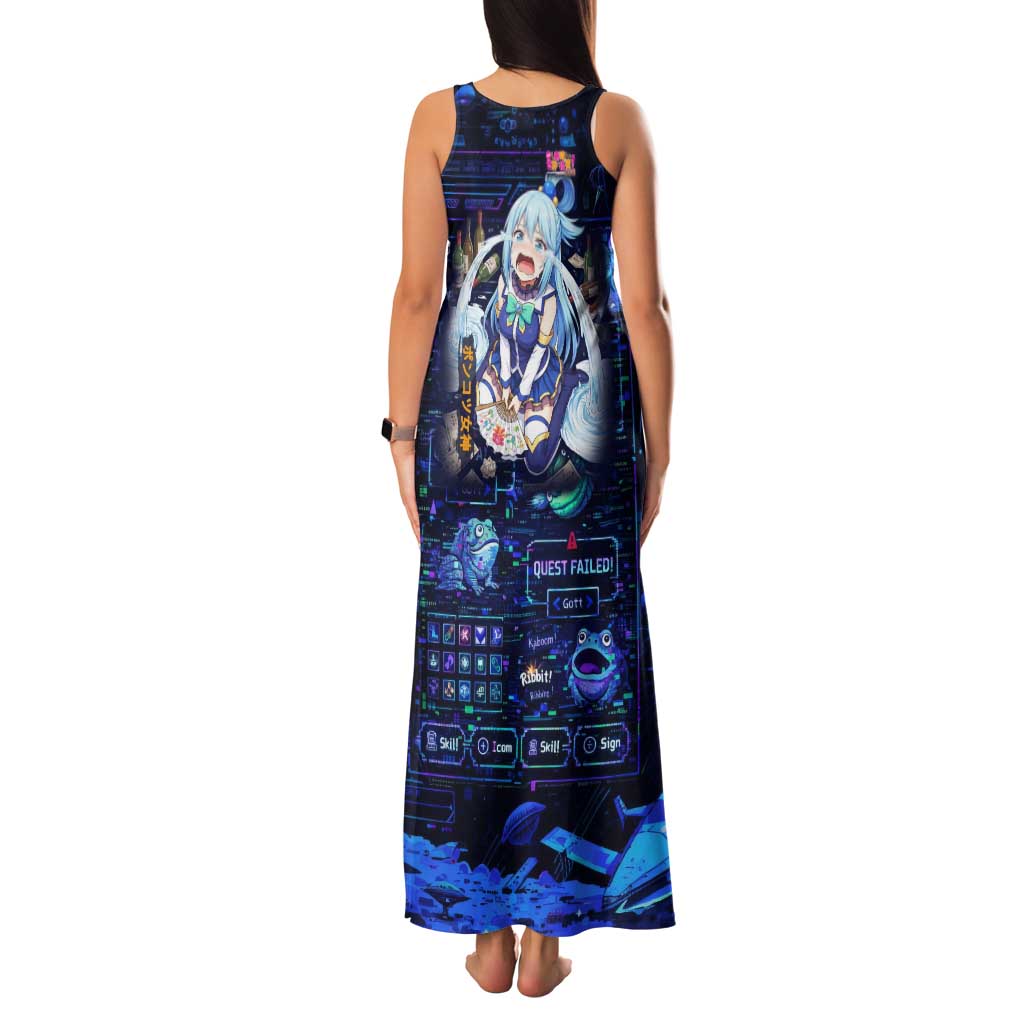 Aqua Axis Order High Priestess Family Matching Tank Maxi Dress and Hawaiian Shirt Retro Anime RPG Interface Style