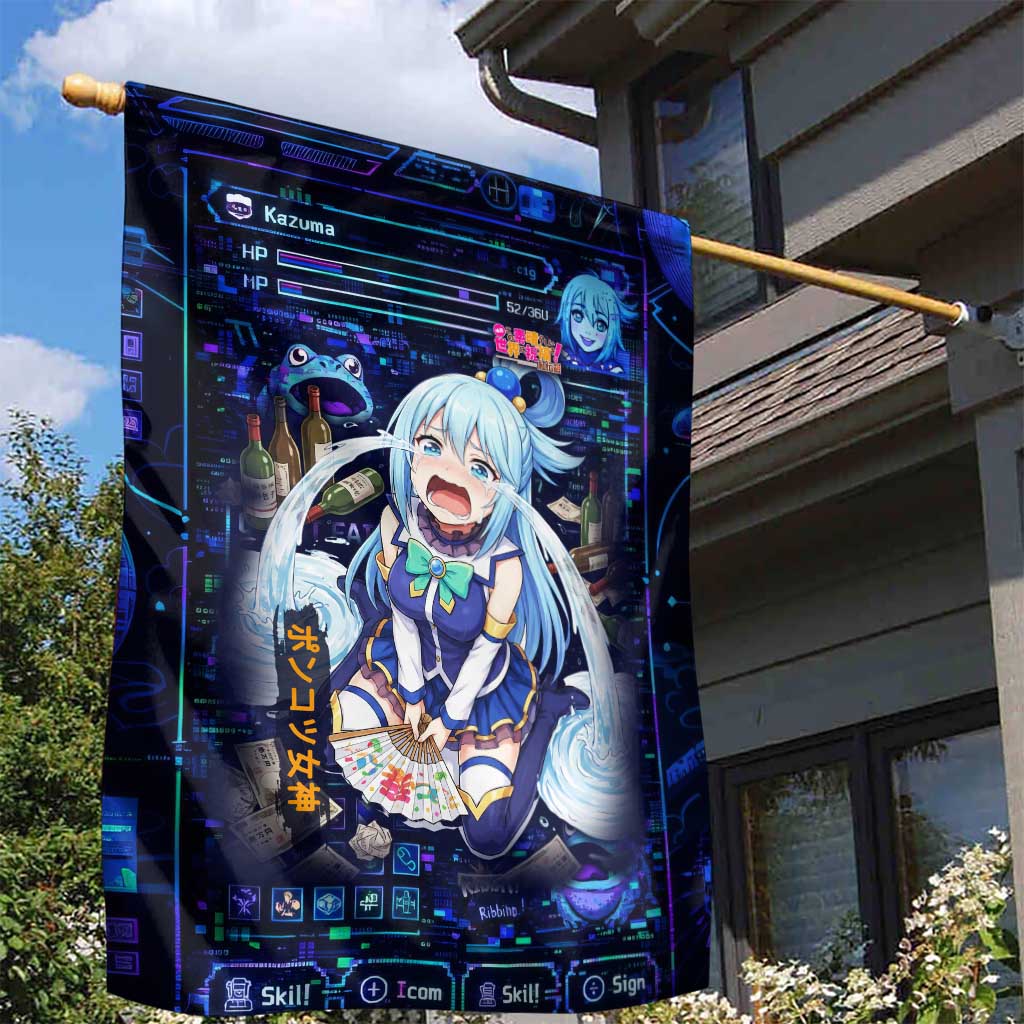 Aqua Axis Order High Priestess Garden Flag Retro Anime RPG Interface Style