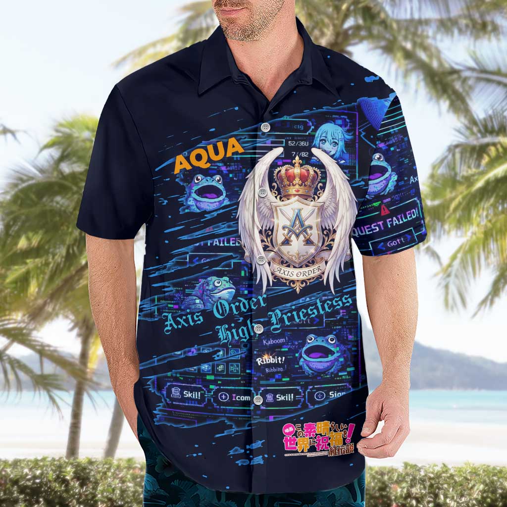 Aqua Axis Order High Priestess Hawaiian Shirt Retro Anime RPG Interface Style