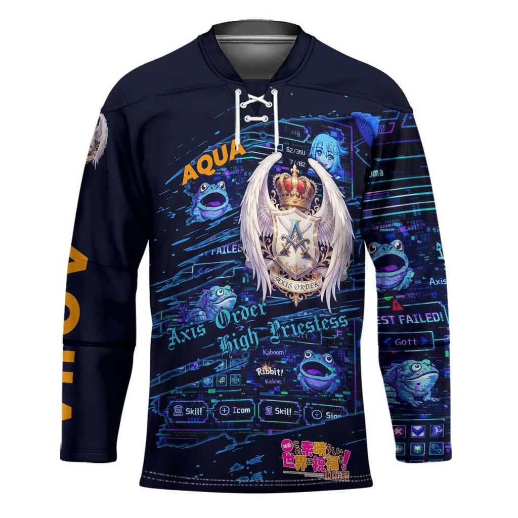 Aqua Axis Order High Priestess Hockey Jersey Retro Anime RPG Interface Style