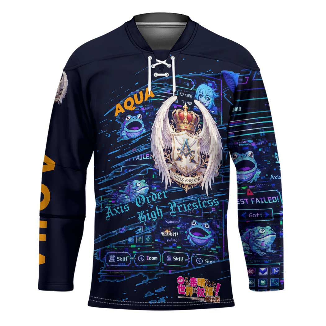 Aqua Axis Order High Priestess Hockey Jersey Retro Anime RPG Interface Style