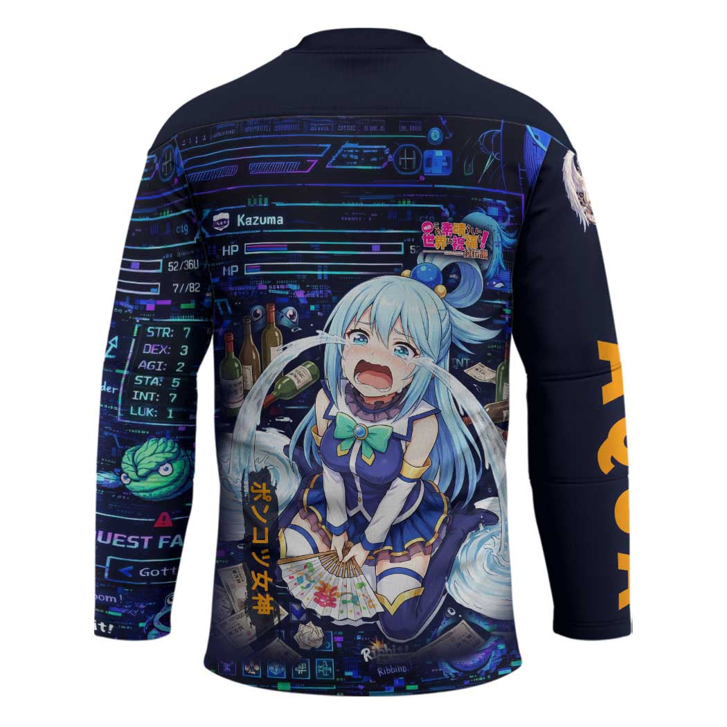 Aqua Axis Order High Priestess Hockey Jersey Retro Anime RPG Interface Style