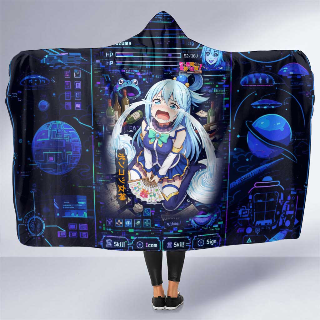 Aqua Axis Order High Priestess Hooded Blanket Retro Anime RPG Interface Style