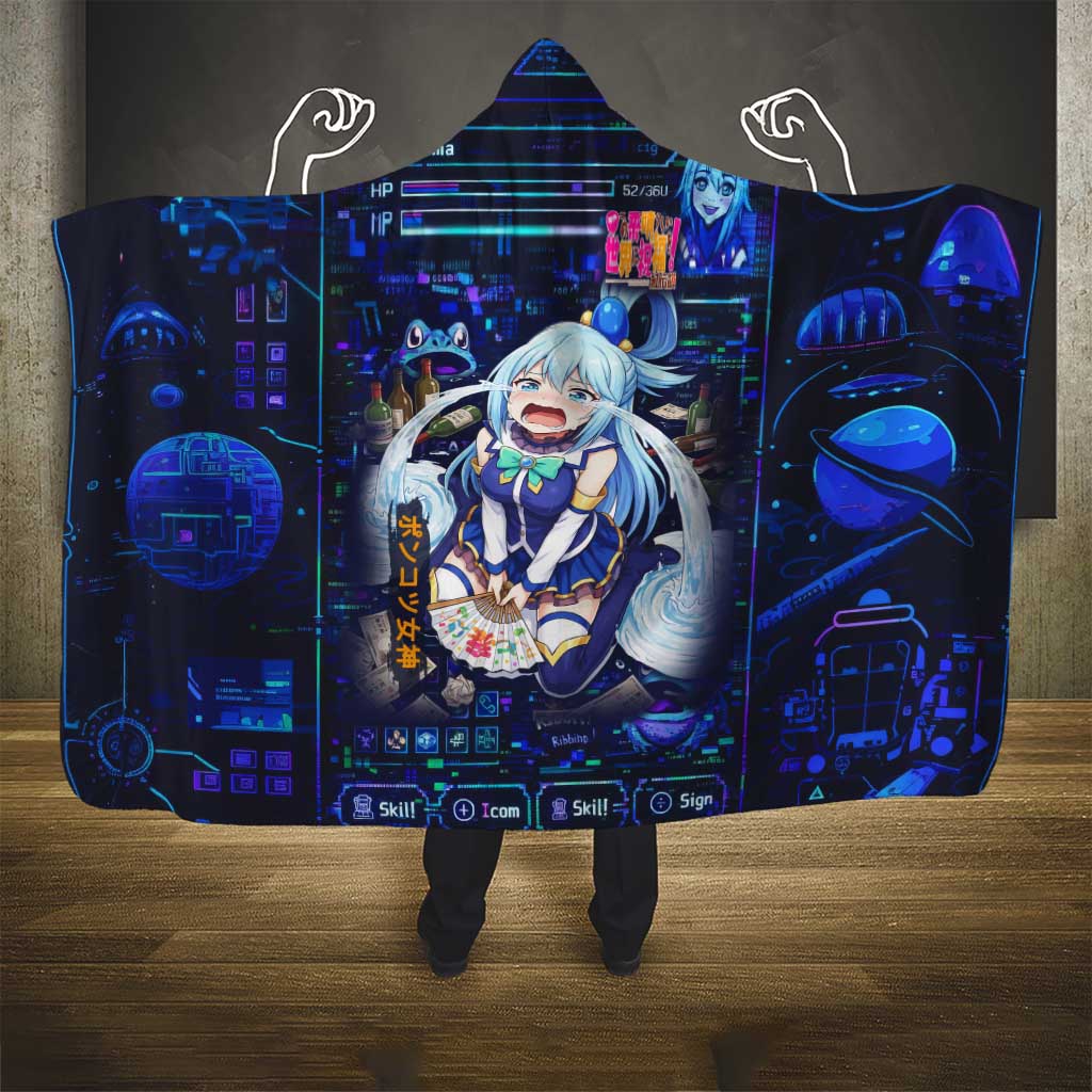 Aqua Axis Order High Priestess Hooded Blanket Retro Anime RPG Interface Style