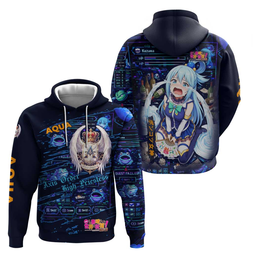 Aqua Axis Order High Priestess Hoodie Retro Anime RPG Interface Style