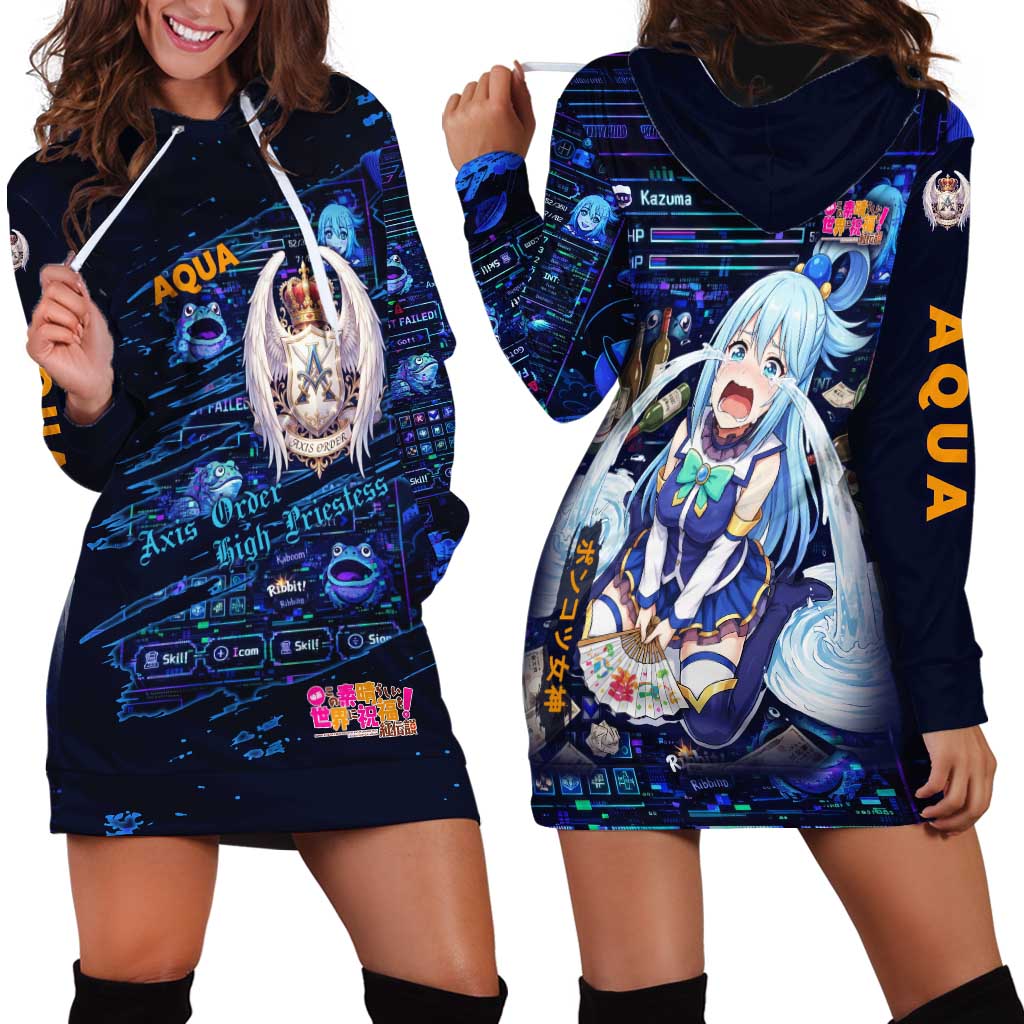 Aqua Axis Order High Priestess Hoodie Dress Retro Anime RPG Interface Style