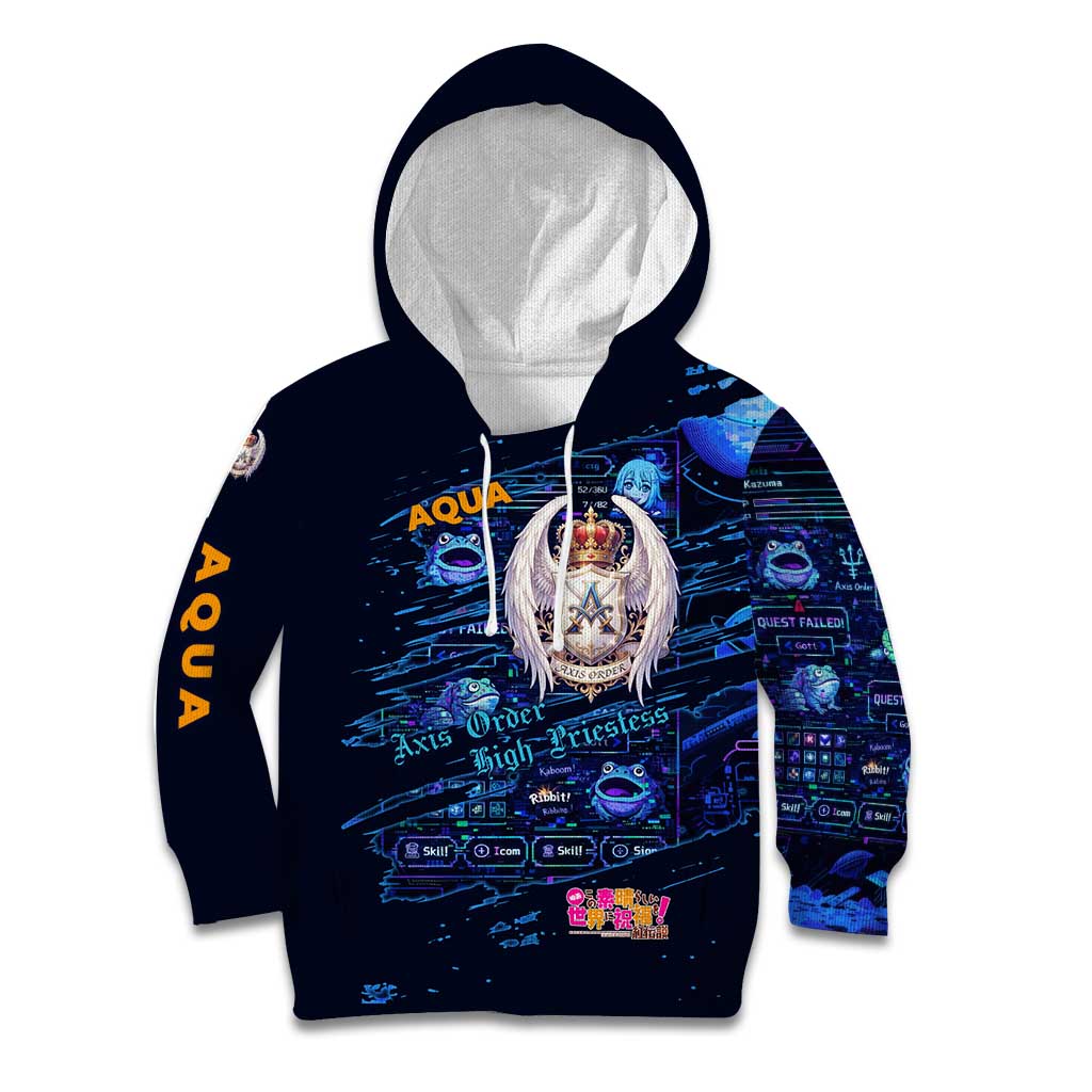 Aqua Axis Order High Priestess Kid Hoodie Retro Anime RPG Interface Style