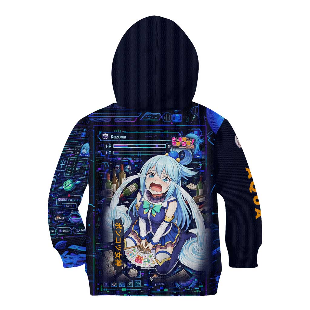 Aqua Axis Order High Priestess Kid Hoodie Retro Anime RPG Interface Style